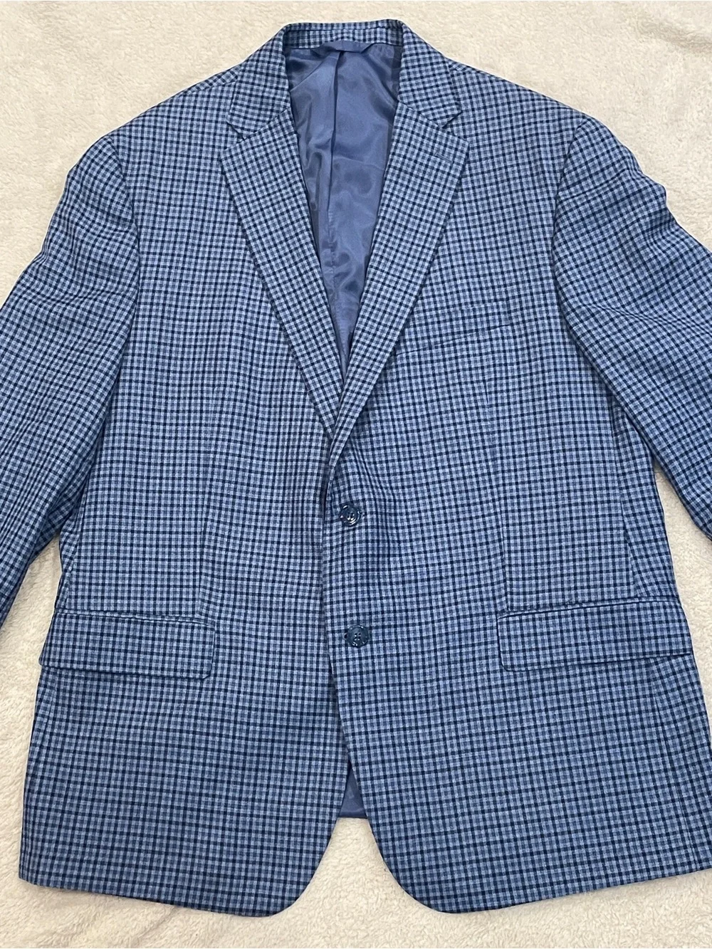 Hart Schaffner Marx Guabello Sobrius Wool Blazer Sport Coat Blue Check Men 48R